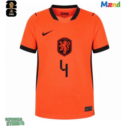 Holland Virgil van Dijk #4 Replika Hjemmebanetrøje VM 2026 Kortærmet